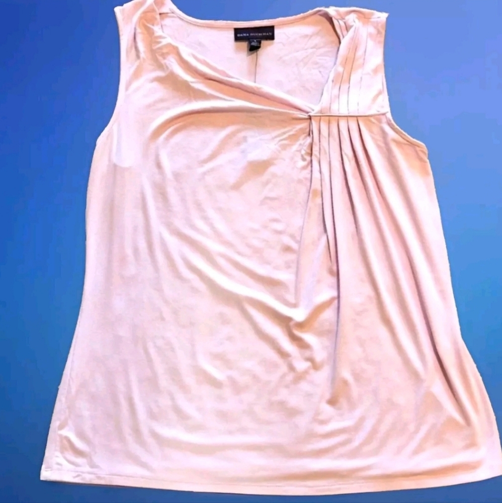 NWT Dana Buchman sleeveless blouse drape neckline detail Size L Color blush pink